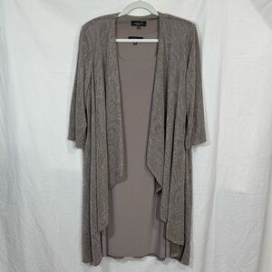 R&M Richards Formal Women's 16W Taupe Jacket Tank Dress 2 piece Metallic shimmer